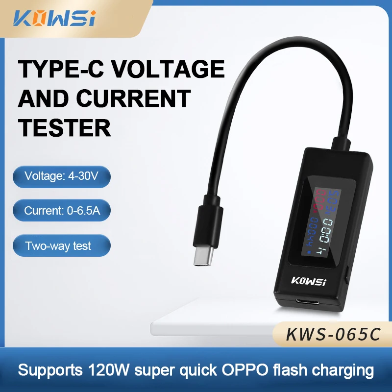 KWS-065C/KWS-066C Tester USB di tipo C Display colorato misuratore di tensione di corrente misuratore di potenza rilevatore di caricabatterie per