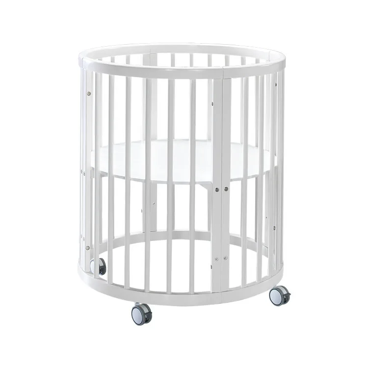 Crib Multi-function Oval Bed Green Poplar Children's Bed Baby Round Bed