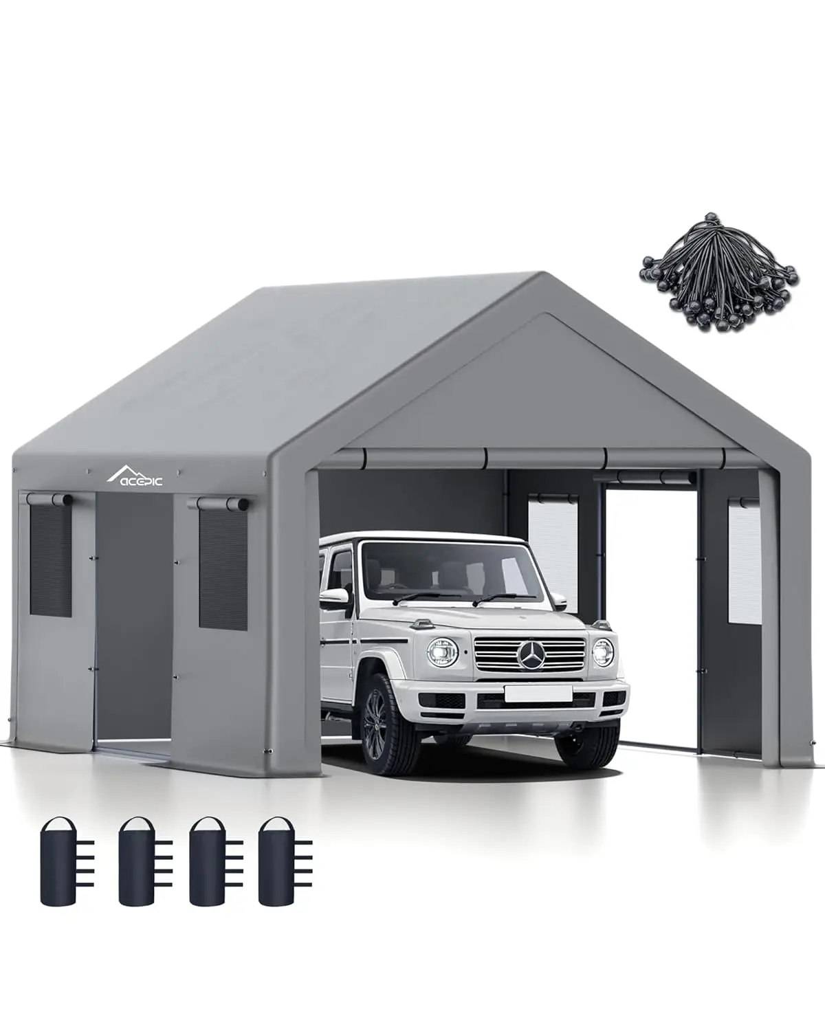 

13x20ft Heavy Duty Carport UV Waterproof Roll-up Windows Doors Car Truck Boat, Customized