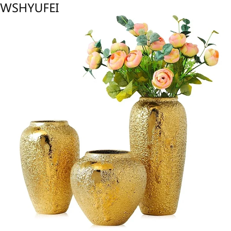 

Golden ceramic abstract vase home decoration desk ornament showroom fashion decorative vase Wedding gift