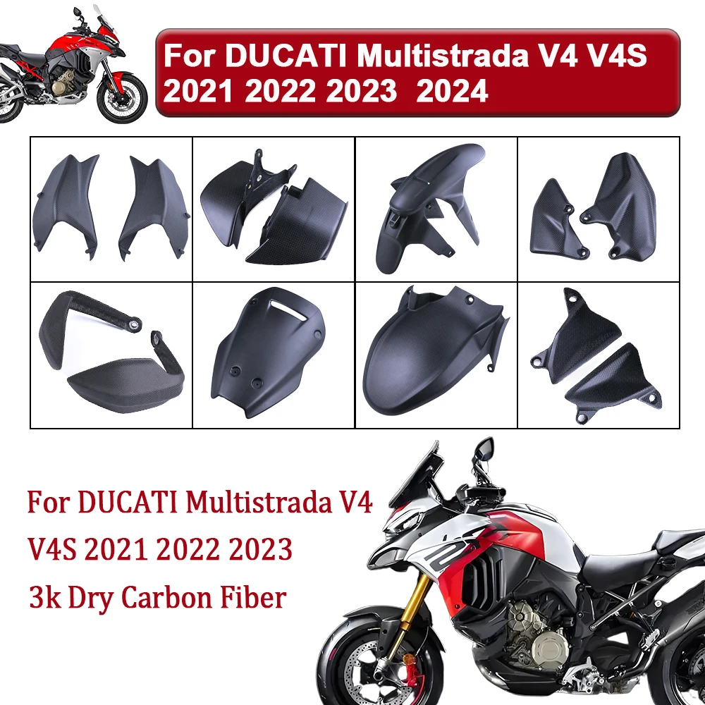 

For DUCATI Multistrada V4 V4S 2021+3K Carbon Fibe Heel Guards Cockpit Inner Panels Engine Cover Fairings Motorcycle Accessories