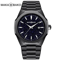 Japanese Movement High Quality Mens Business Watch Minimalist Style Stainless Steel Leisure Quartz Clock Luminous Black Watches