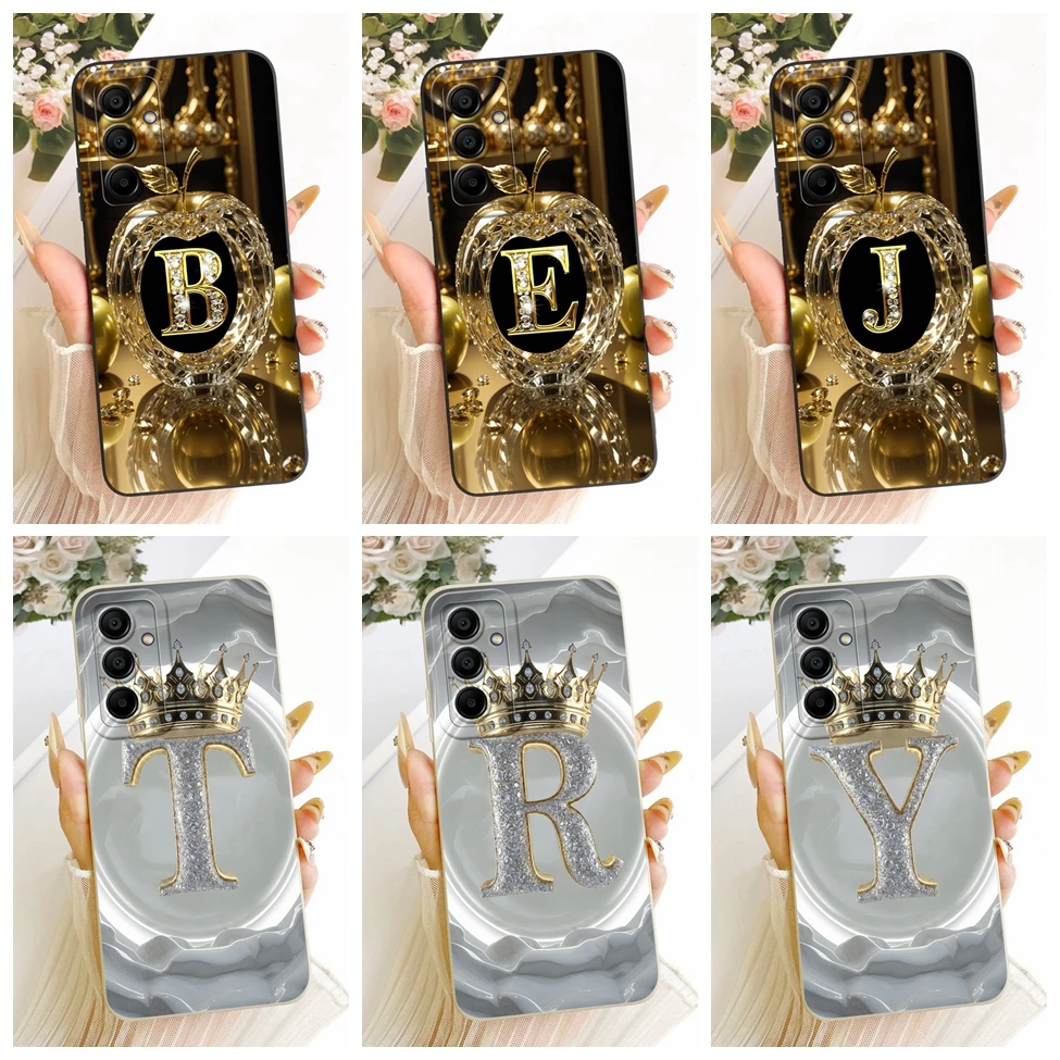 For Samsung A16 5G Case Aesthetic Luxury A-Z Letters Fashion Crown 2D Painted Casing For Samsung Galaxy A16 5G A166B A166P A166E