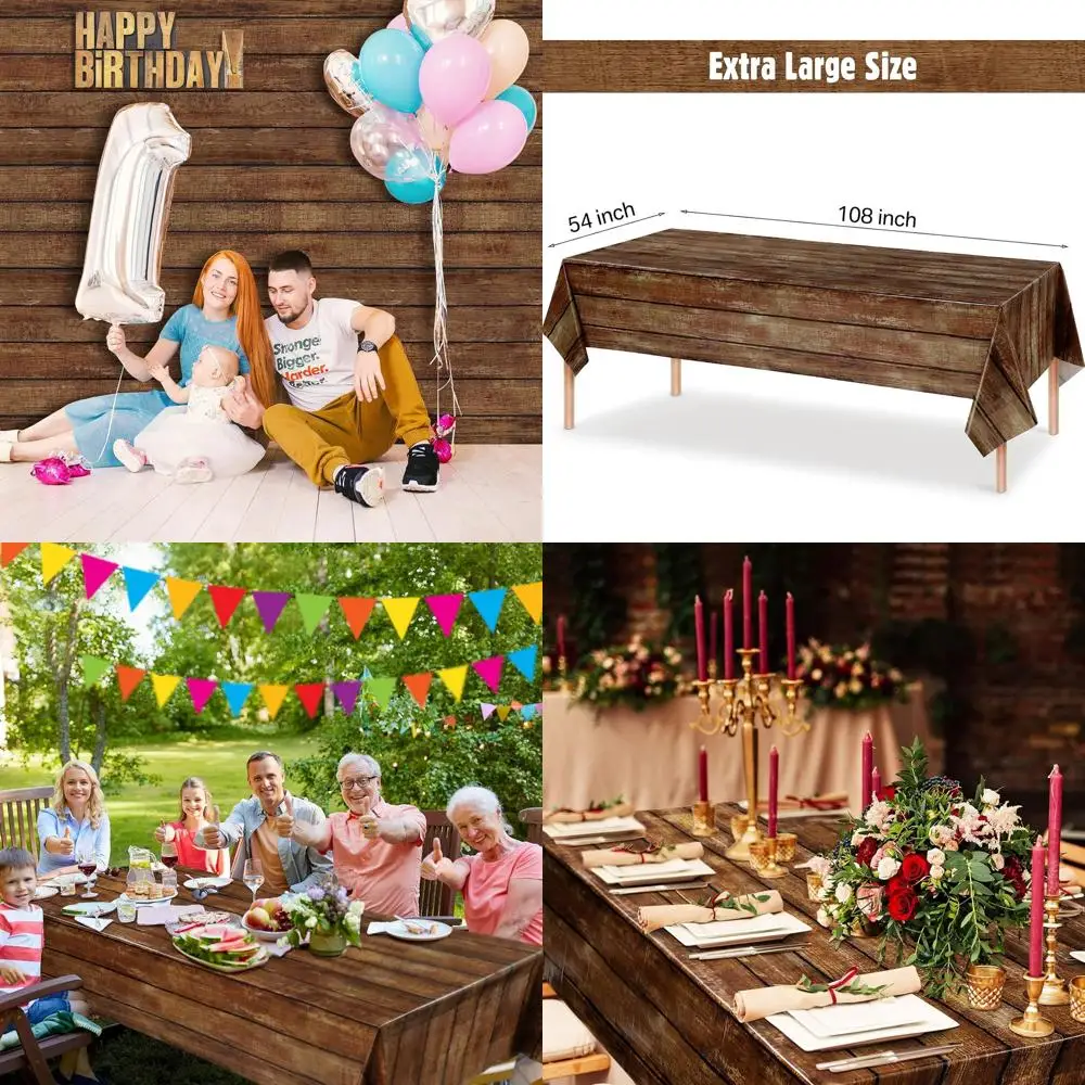 

Скатерти из пластика под дерево, коричневые, 54x108 дюймов, идеально подходят для винтажных и вестерн-тематических мероприятий