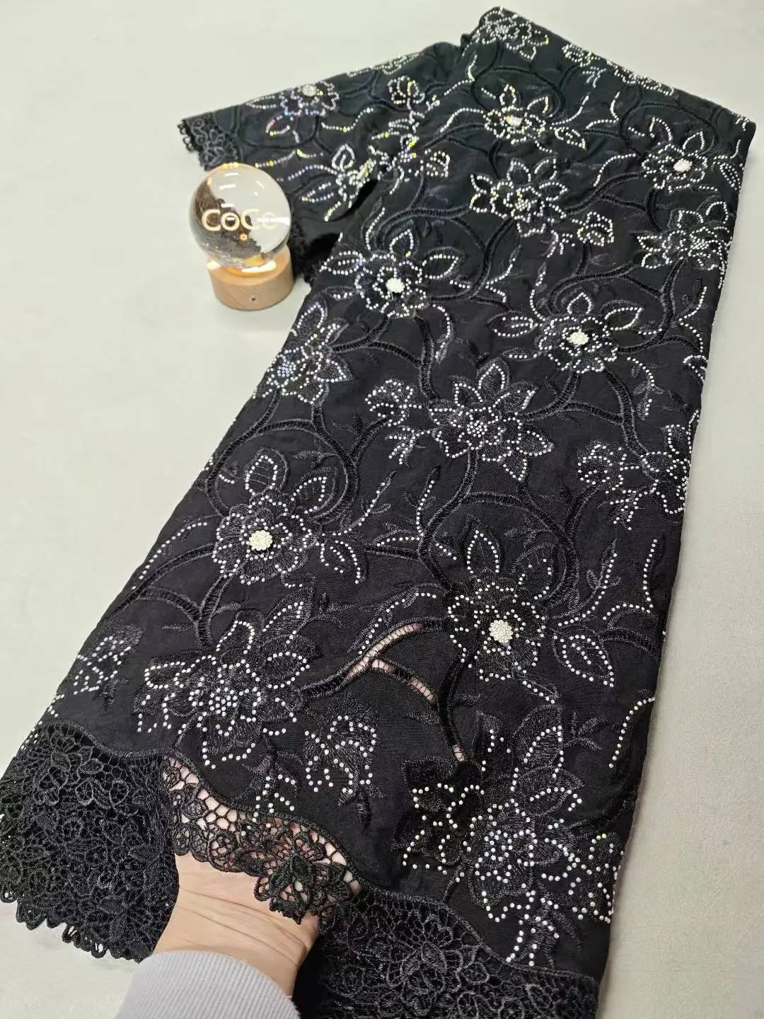 Lo último en tela de encaje africano 2025, telas de algodón de alta calidad por metro, bordado, diamantes de imitación, lino, vestido de novia, tul, 5 yardas