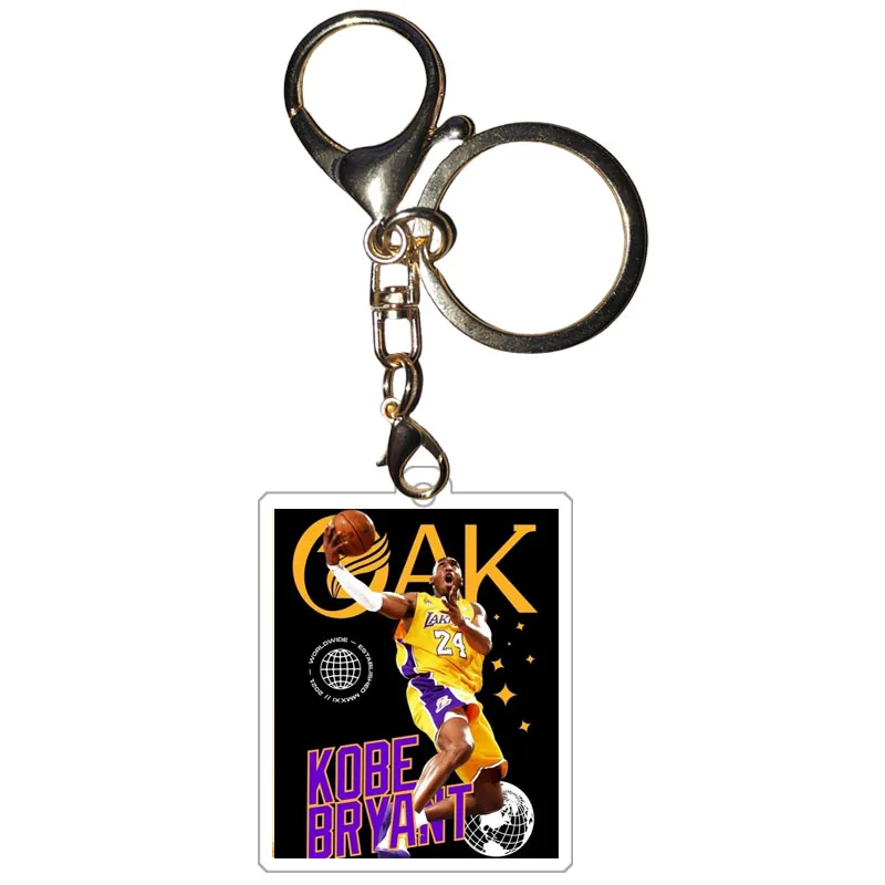 Anime Kobe Bryant Keychains Black Mamba star player series Small Card Diy Acrylic Action Toy Figures Game Collection Pendant