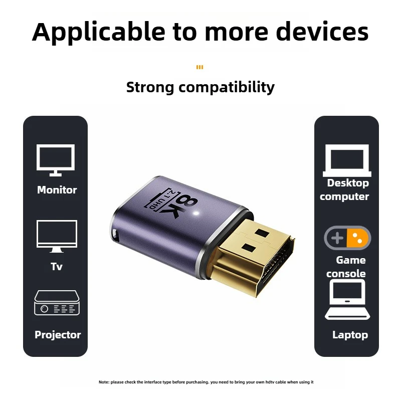 8K HDMI-compatible Adapter 90 Degree Male to Female Converter 4K 120Hz UHD2.1 Extender Adapter for PS4 PS5 HDTV Laptop Monitor