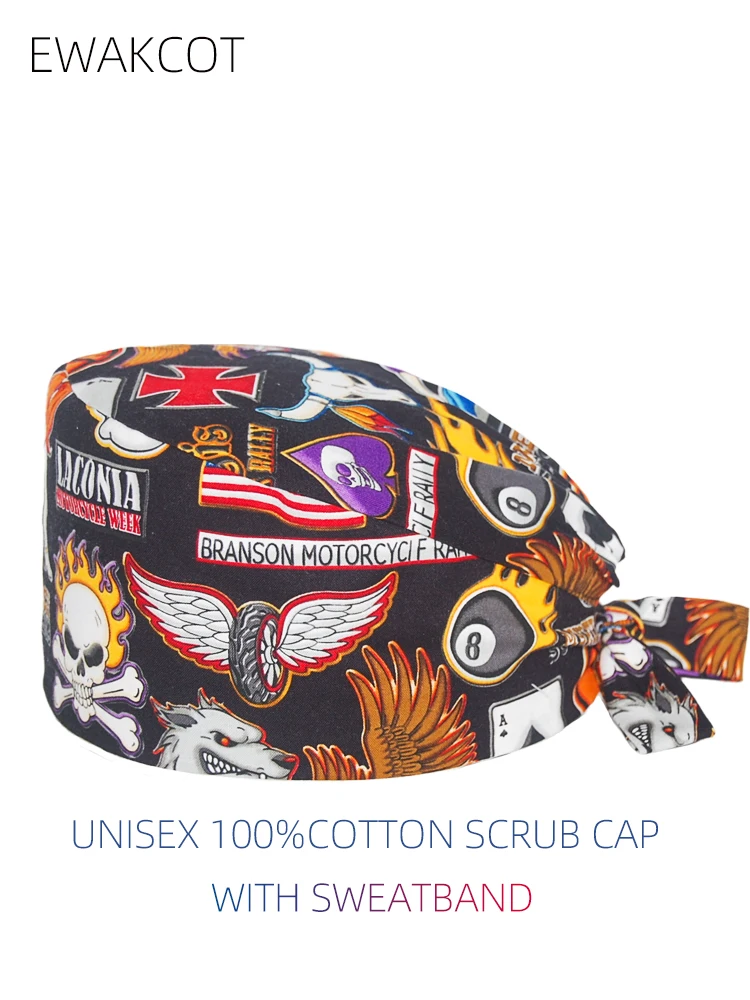 Unisex scrub cap nurse hospital medical work hat scrubs cap adjustable Dental Dental hat surgical cap vet operating room caps