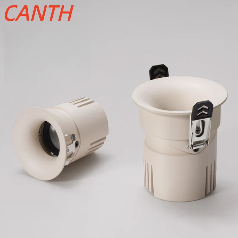 Cream style frameless dark chocolate egg and milk curved ceiling spotlights for living room and bedroom, built-in model