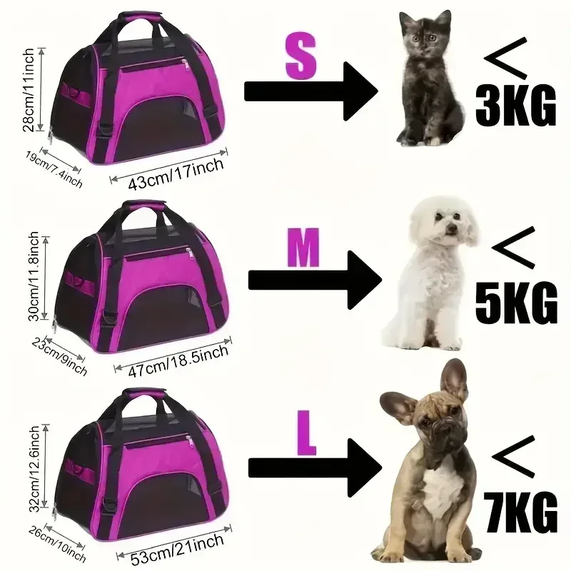 Cat Bags Portable Dog Carrier Bag Mesh Breathable Carrier Bags for Small Dogs Foldable Cats Handbag Travel Pet Bag Transport Bag