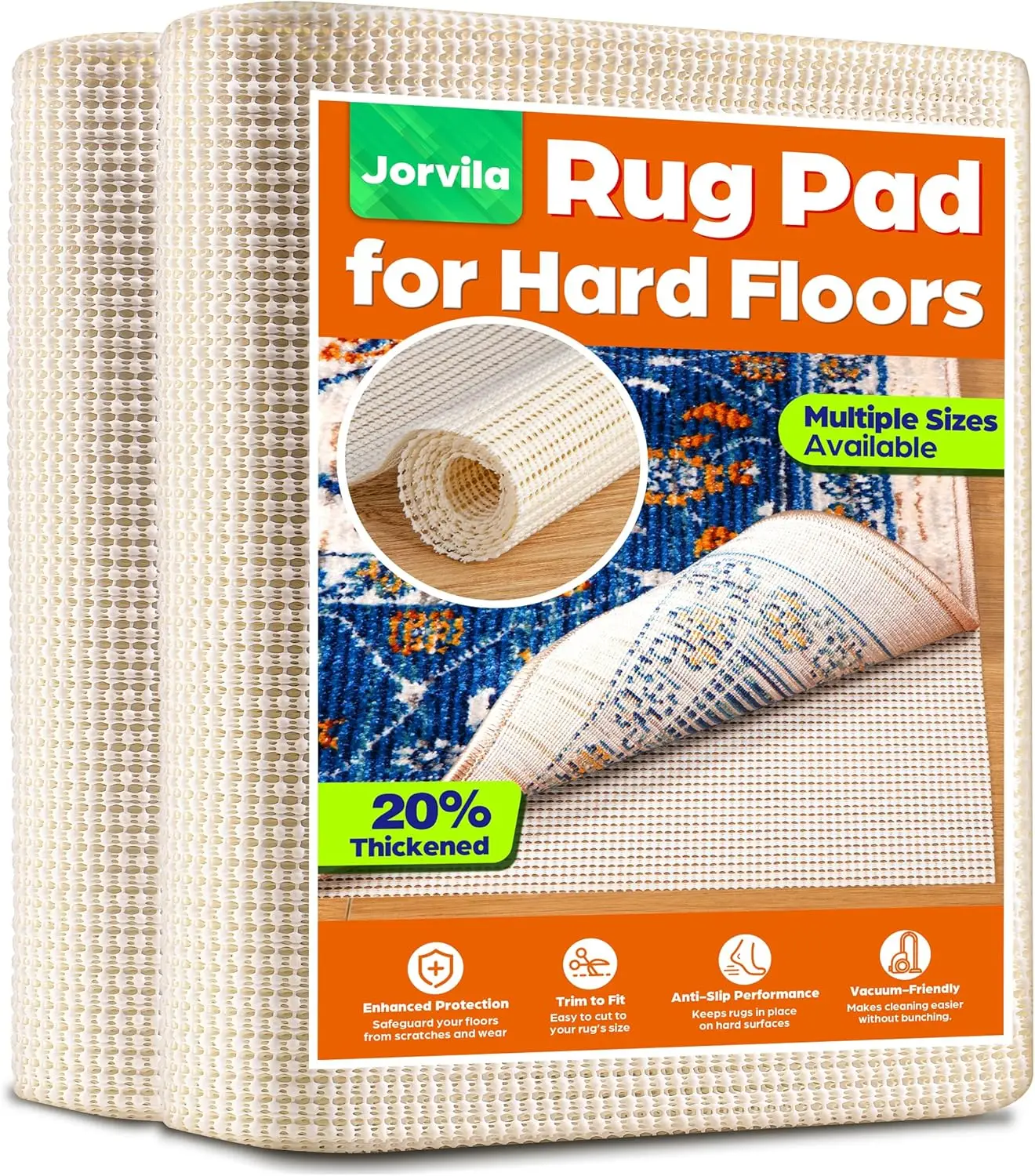 Non-Slip Rug Pad 2x8 Feet, Thick Cushioned Carpet Pad for Hardwood Floors, Anti Skid Mat for Kitchen Hallway Runner, Strong Grip Drawer Shelf Liner