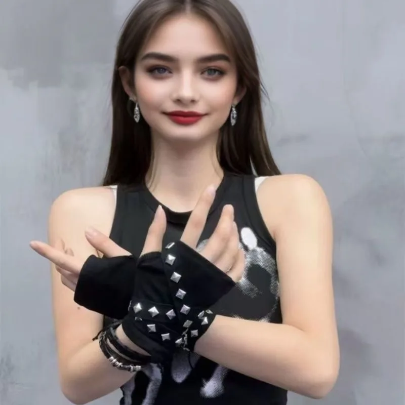 Перчатки Y2K Millennium Hot Girl с заклепками, девушка в стиле киберпанк, субкультура jk, аксессуар в стиле сласта, рукав для косплея