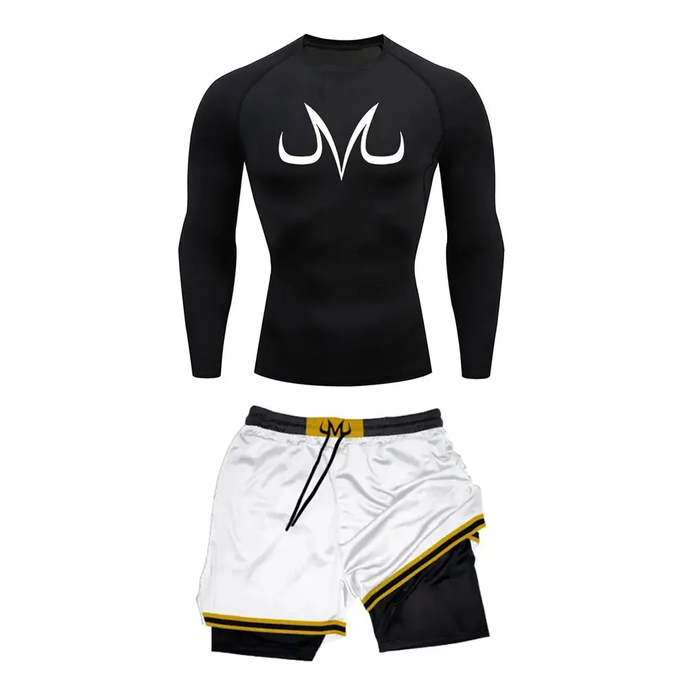 Men's Tracksuit Two Pieces Sets Anime Print Fitness Sport Suit Running T-Shirt+shorts Men's breathable Casual Sportswear view 5