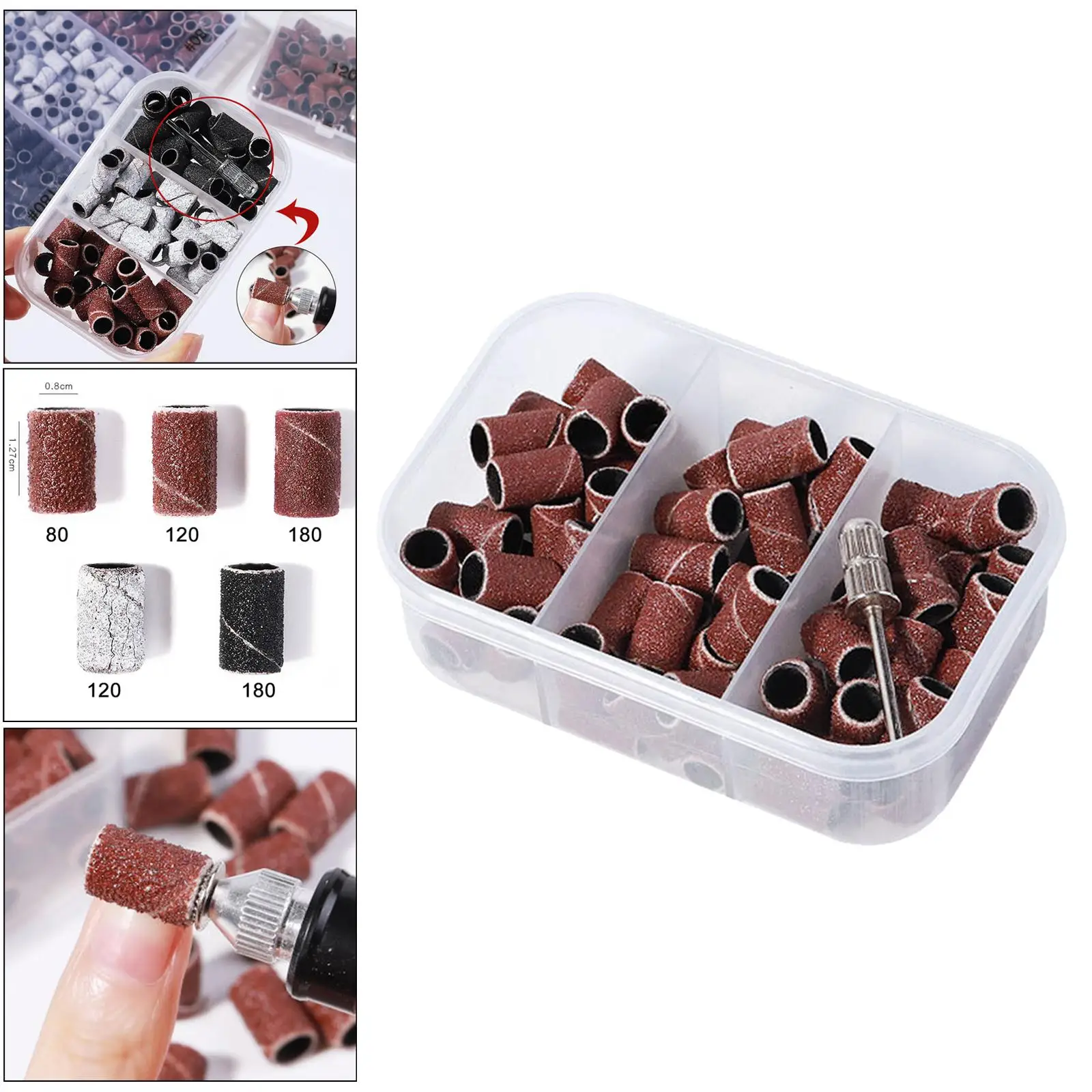 3 أشرطة صنفرة فنية للأظافر مع أداة إزالة طلاء الجل و75 قطعة بنية #2