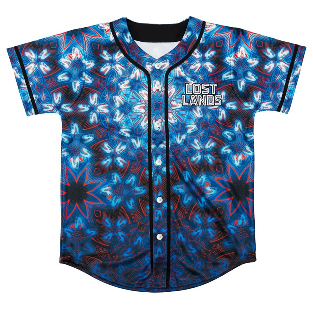 Excision LOST LANDS MANDALA  Baseball Jersey Harajuku Thin button Baseball Uniform Funny Baseball Jersey Fro EDM