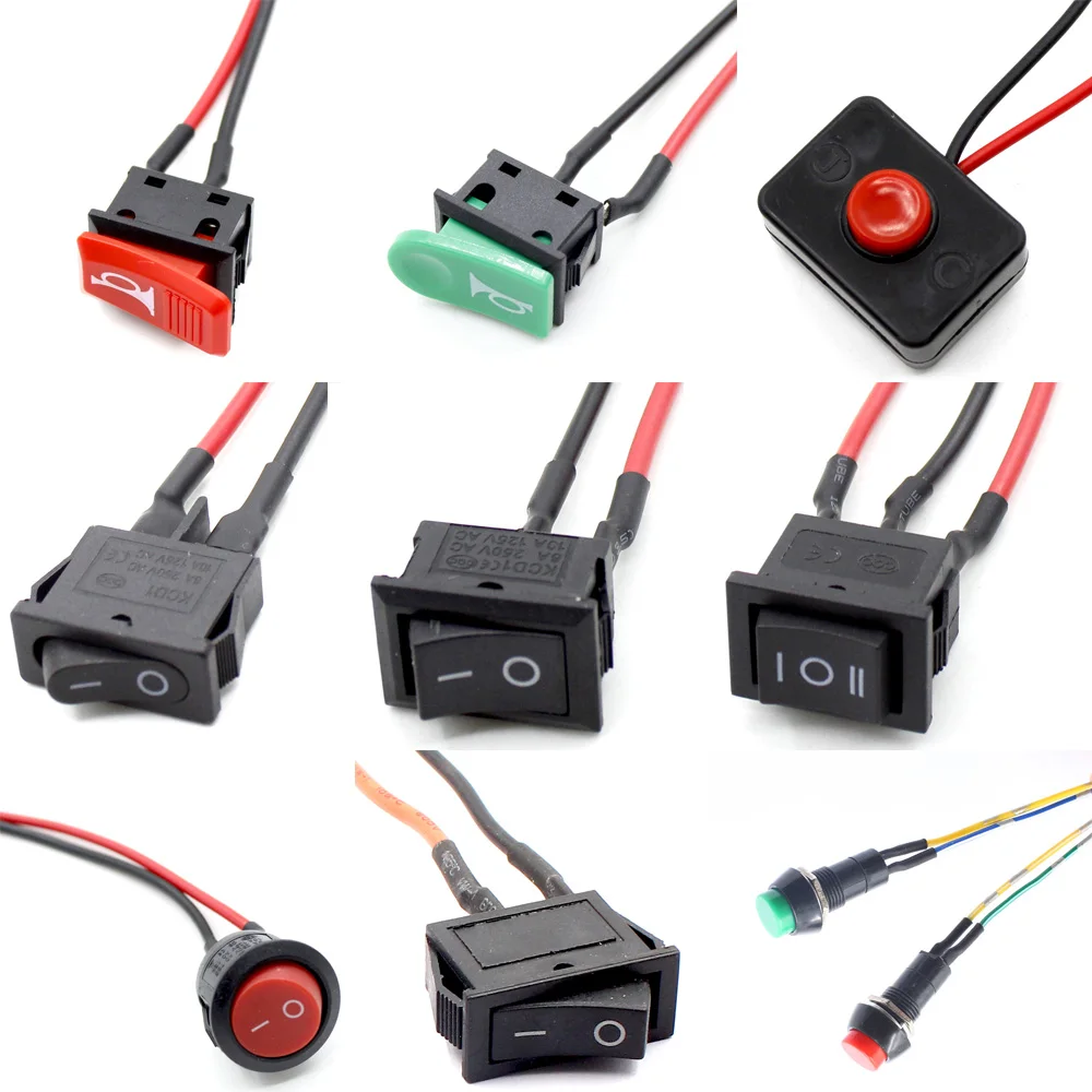 2pcs Horn Power Switch 2 Pin 3 Pin Switch Button Fits Car Motorcycle E-bike Dirt Bike Kart Scooter Electric Bicycle Tricycle