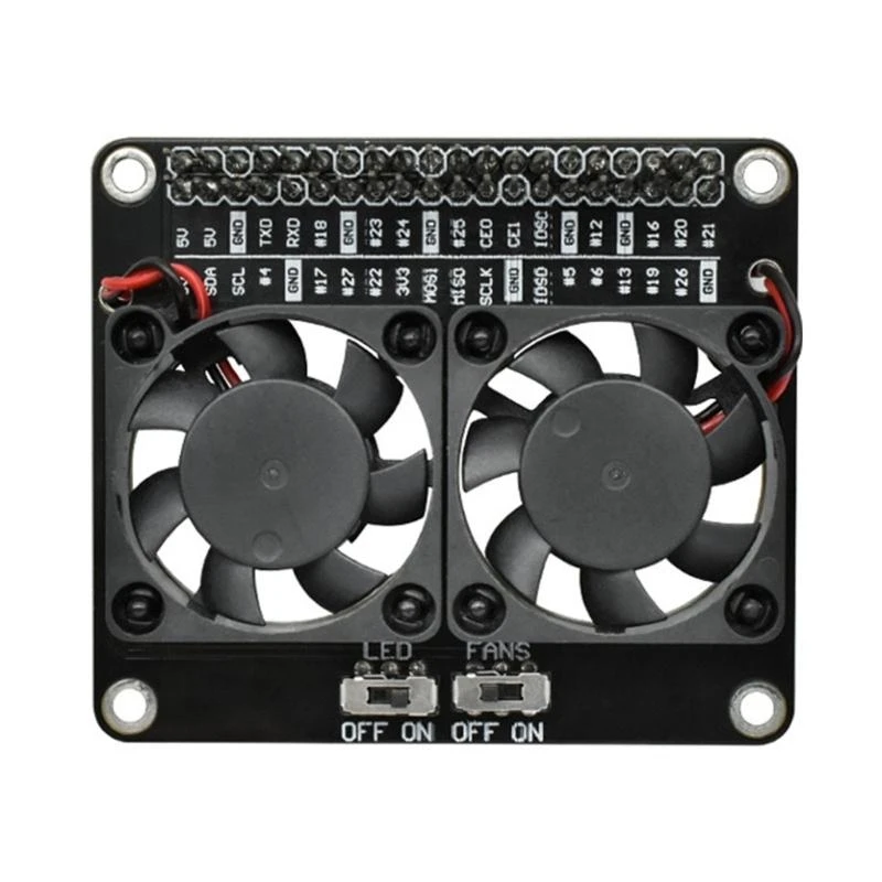D7YC Cooling Expansion Board Double Fan Optimized Airflows Brass Spacer Design LED Lighting for Raspberry Accessories