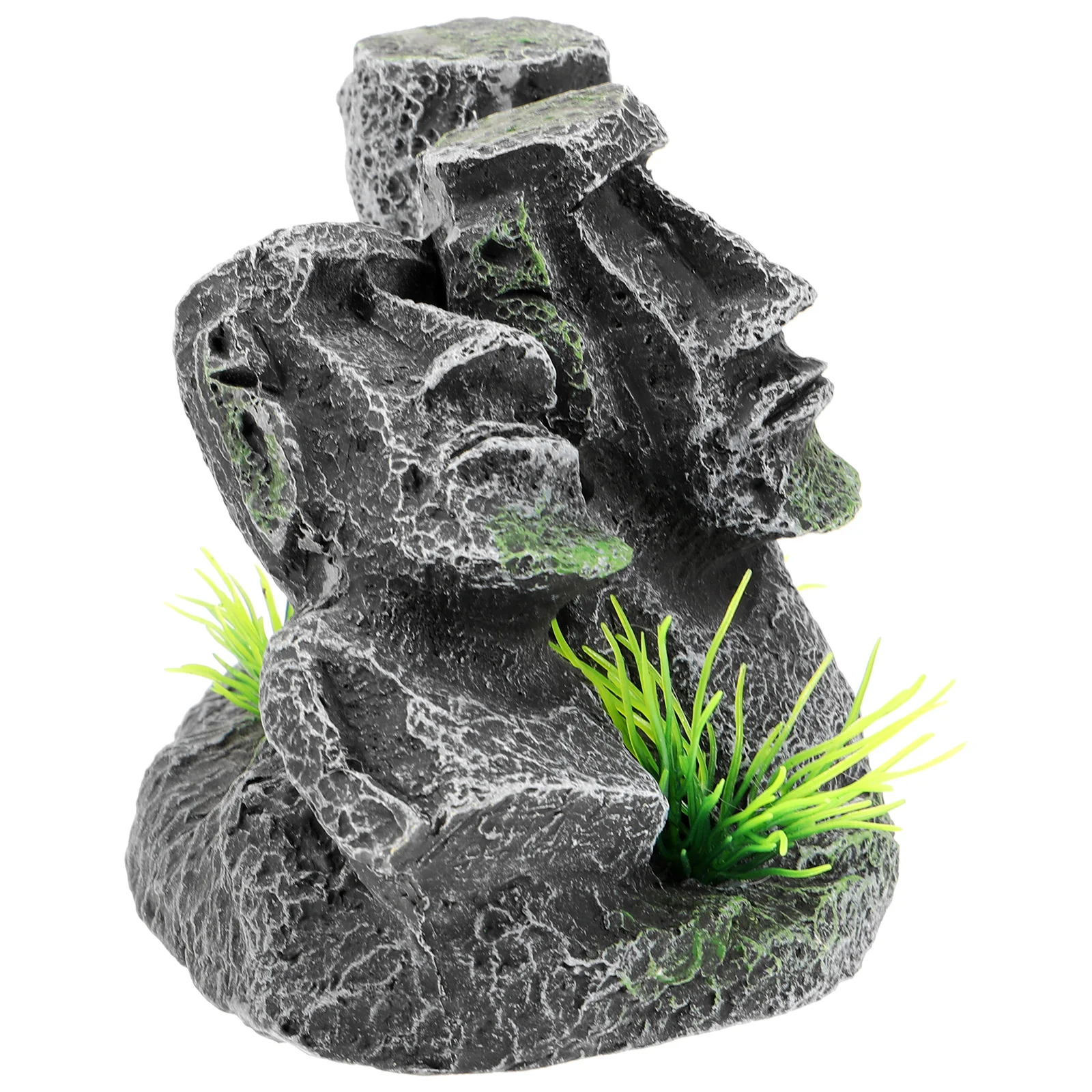 Statua di pietra Ornamenti per acquario Decorazioni grandi Decorazioni per acquario Moai Accessori in resina Betta