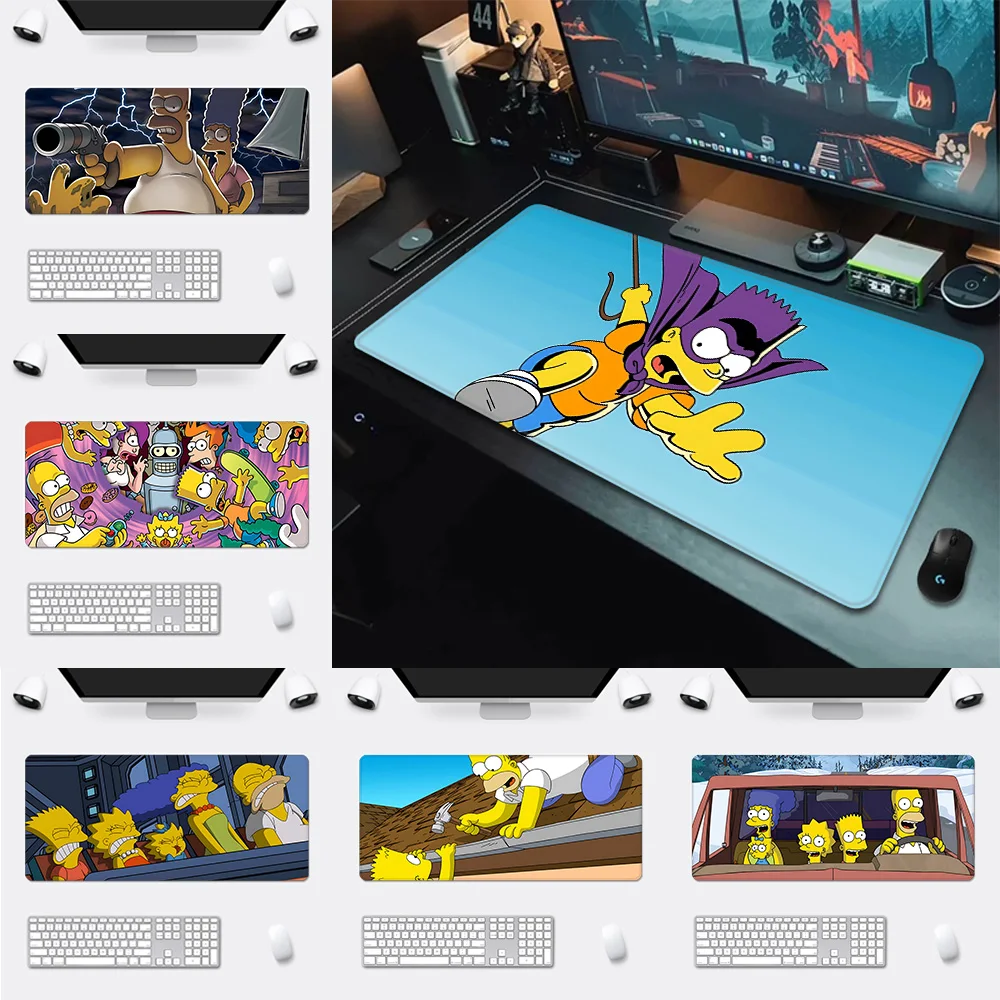 Cute Cartoon The S-Simpsons Mousepad HD Printing Computer Gamers Locking Edge Non-slip Mouse Pad XXL90x40cm Keyboard PC Desk Pad