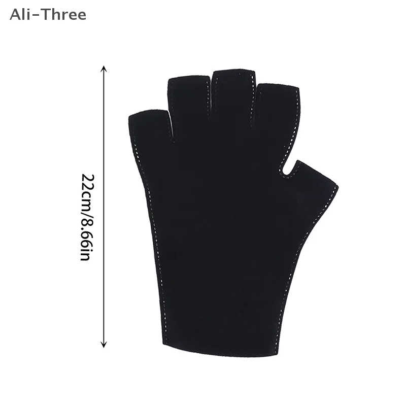 زوج من أدوات الأظافر المضادة للأشعة فوق البنفسجية قفازات الشمس السوداء نصف مكشوفة بأطراف الأصابع قفازات العلاج بالضوء مقطع قصير مع الشريط #6