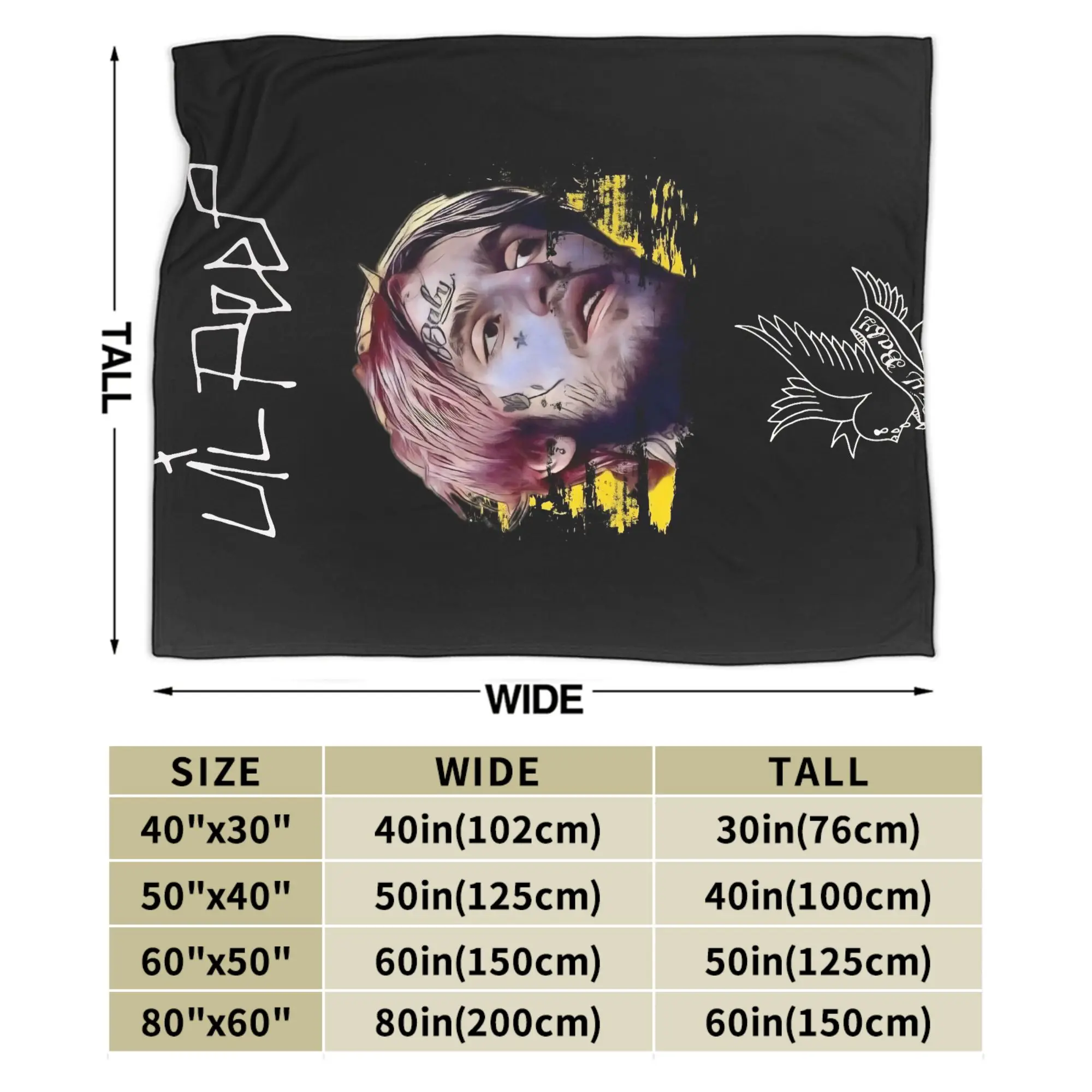 بطانيات Lil Peep Cool Rapper Stuff، بطانيات مخملية فائقة النعومة، قطعة سجادة مريحة #5