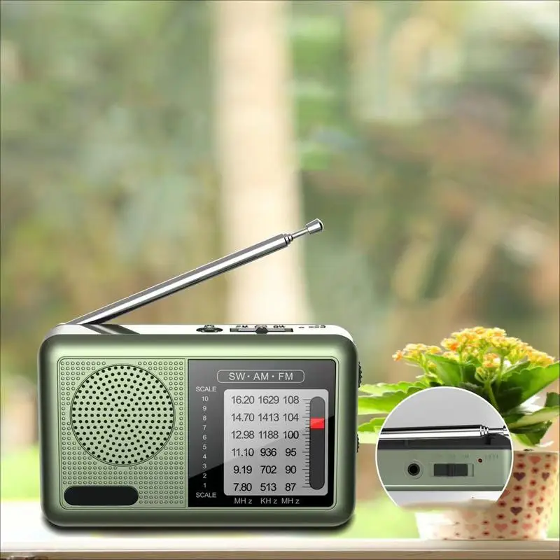 راديو FM AM SW محمول عالي الحساسية جهاز استقبال الراديو المدمج في مكبر صوت عالي الصوت يدعم سماعات الرأس 3.5 ملم