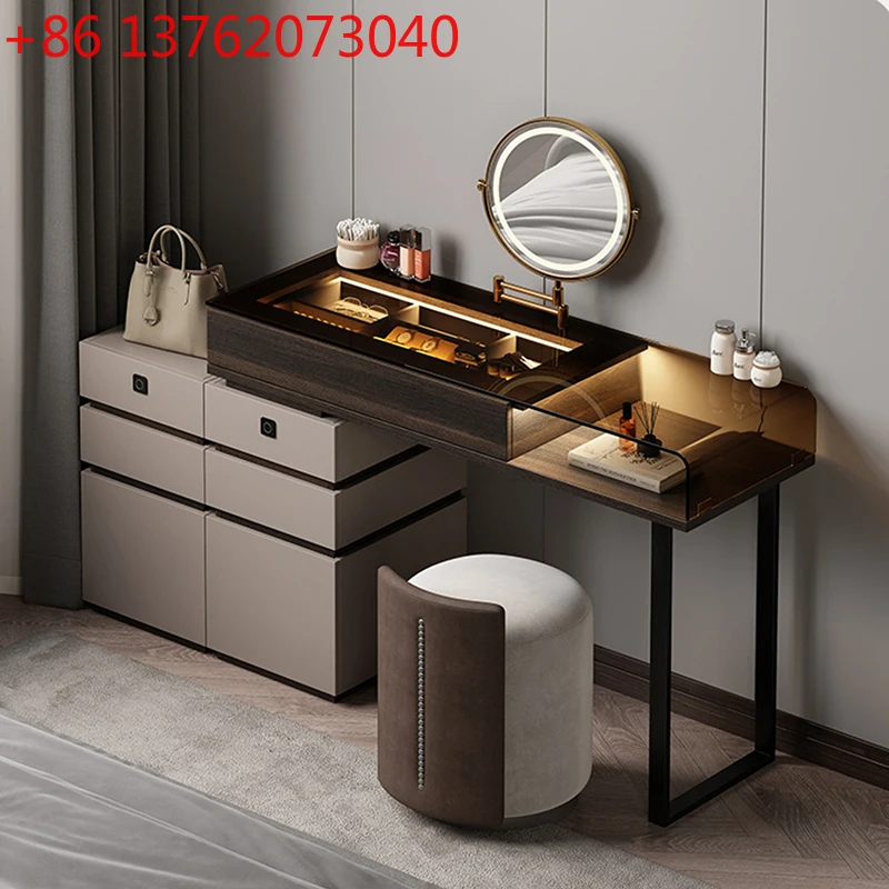 

Makeup Lock Lamp Nordic Vanity Table Luxury Dressing Table Stool Mirrors Dressers Drawer Makeup Modern Coiffeuse Furniture Home