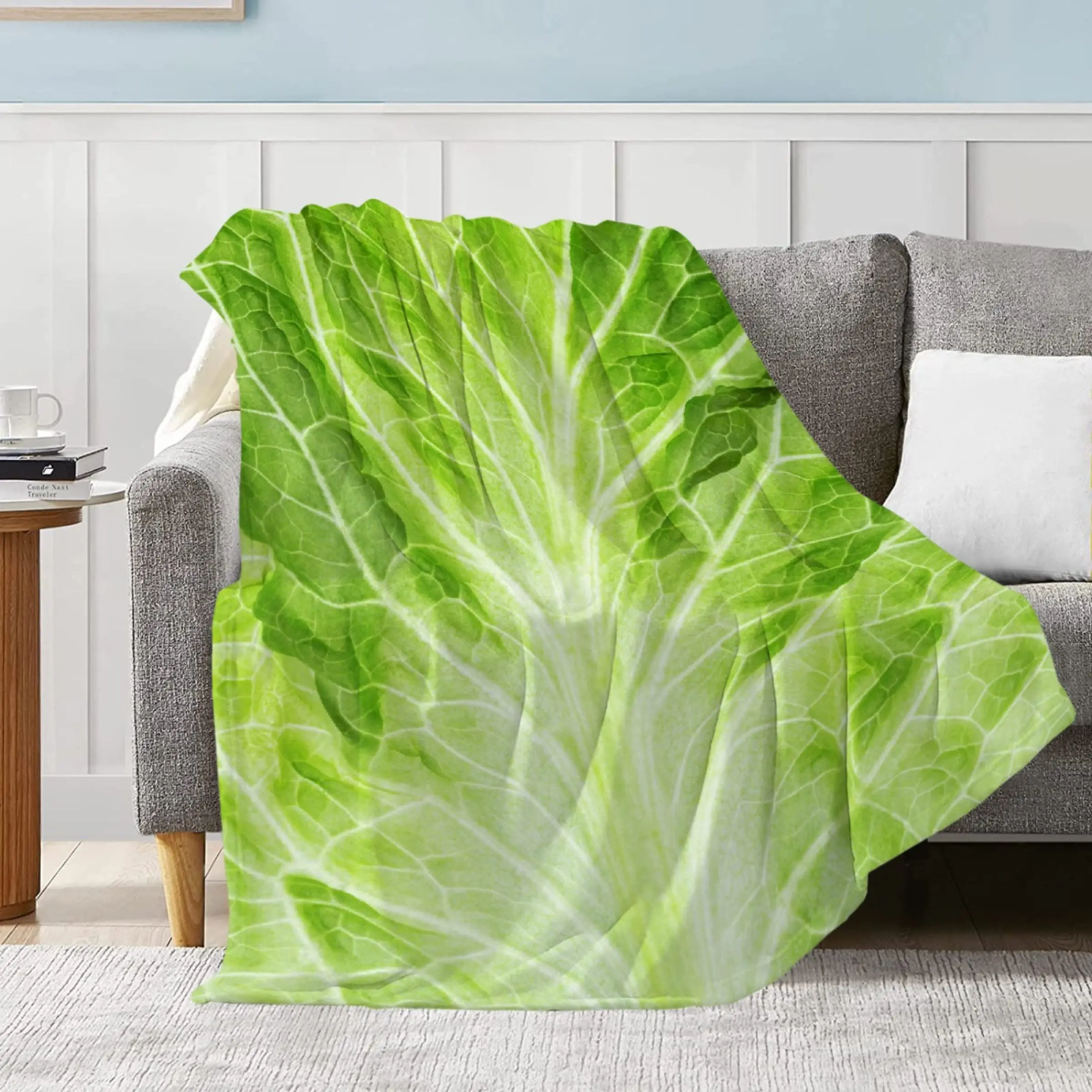 Cabbage Throw Blanket Lettuce Blanket Super Soft Fuzzy Plush Blanket for Gift Bedding Quilt Home Decor for Couch Sofa All Season