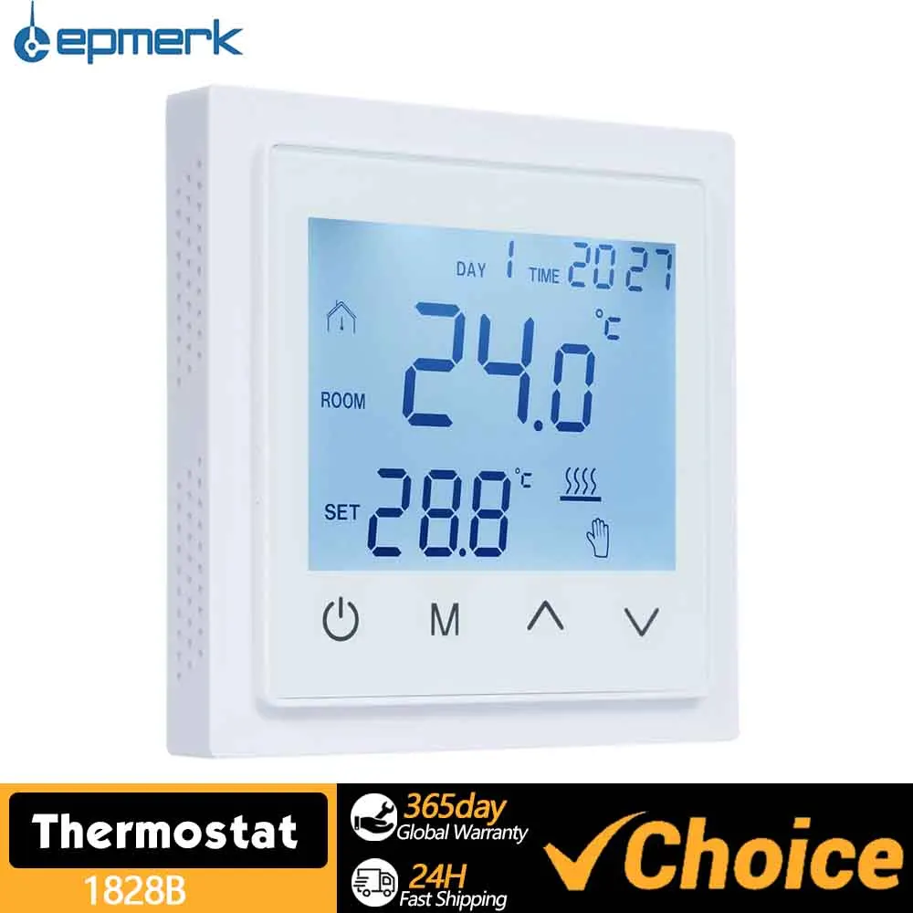 Smart Digital Display Thermostat 16A Floor Heating Temperature Controller with LED Touch Screen NTC Temperature Sensor 85-265V