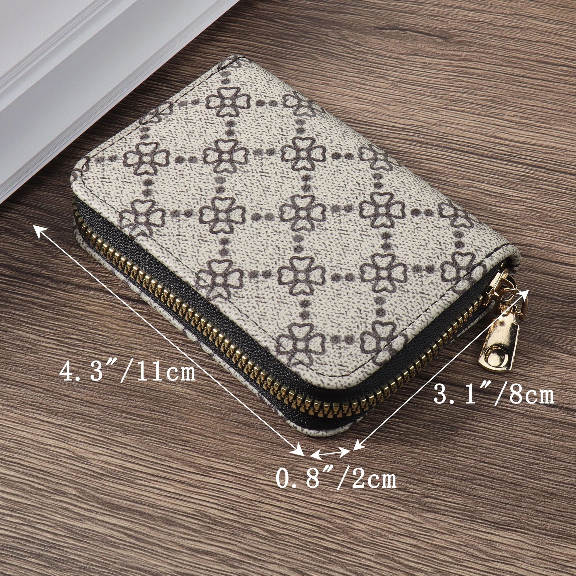 Women's minimalist short wallet with zipper wrapped around clutch wallet, fashionable zipper wrapped around coin wallet