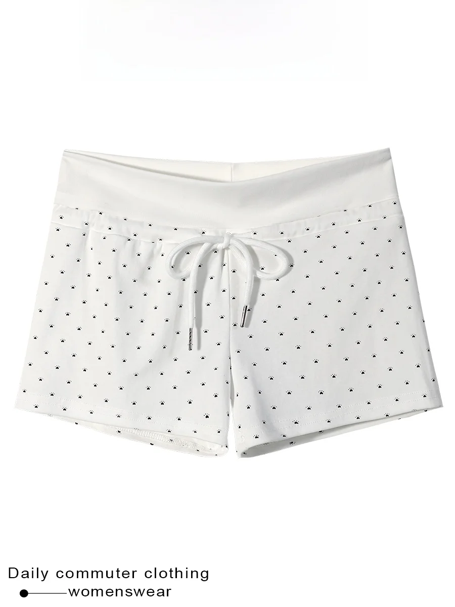 Low Waist  Print Casual Short Pants Women's Summer Slim Fit Hot Pants Base Layer Pants High Waist Animal Pattern Knot Waist