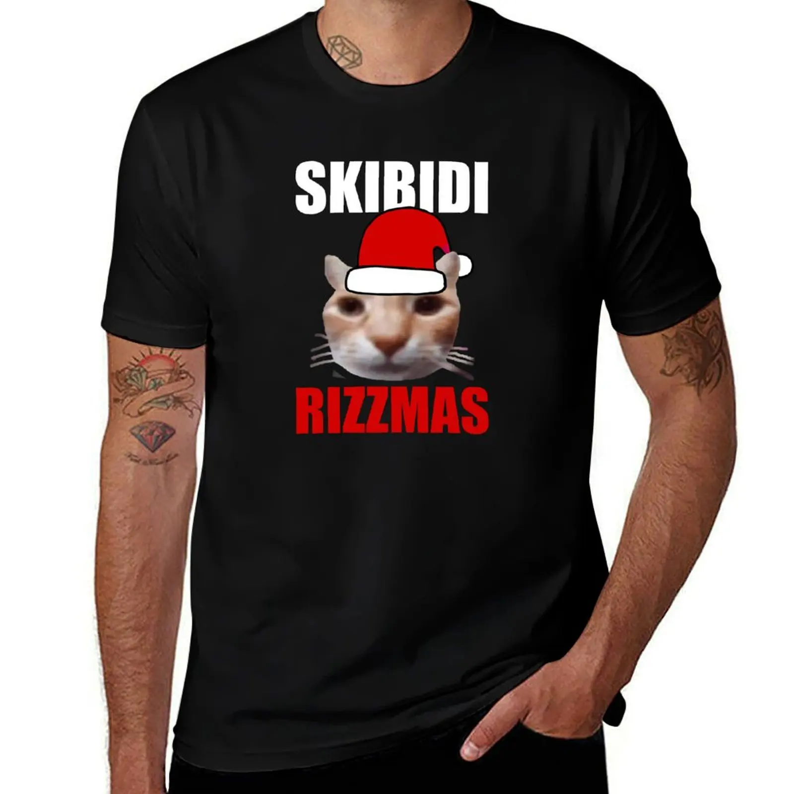 Skibidi Rizzmas Low Quality Cat T-Shirt Street Art Print Tee Shirt T-Shirt