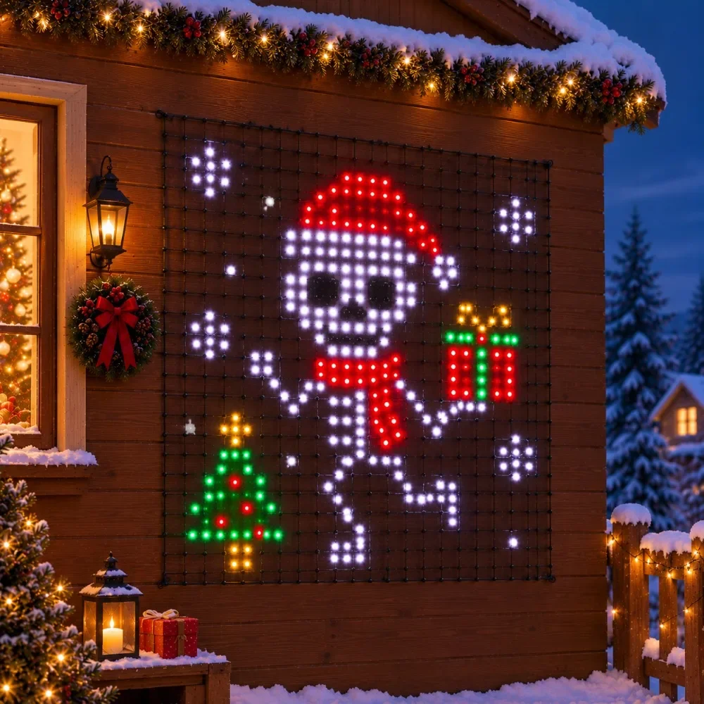 Christmas New Year Curtain Lights Set Garland Fairy LED Bluetooth App Smart for Window Wall Party Decoration
