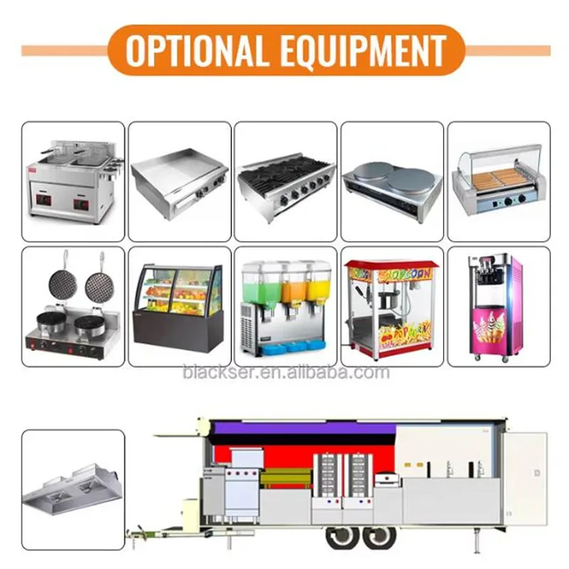 Custom.Blackser مقطورات شاحنة الغذاء معايير الولايات المتحدة في الهواء الطلق المطبخ المحمول شاحنة القهوة بيع حلوى القطن #6