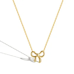 Cute Tiny Dainty Bowknot Pendant Choker Necklace Female Gold Color Stainless Steel Neck Chain for Women Fashion Jewelry Gift