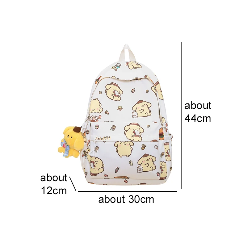 Sanrioed Pom Pom Purin Anime Cute Backpack Schoolbags Student Cartoon Travel Large Capacity Shoulder Bag Gift for Friend