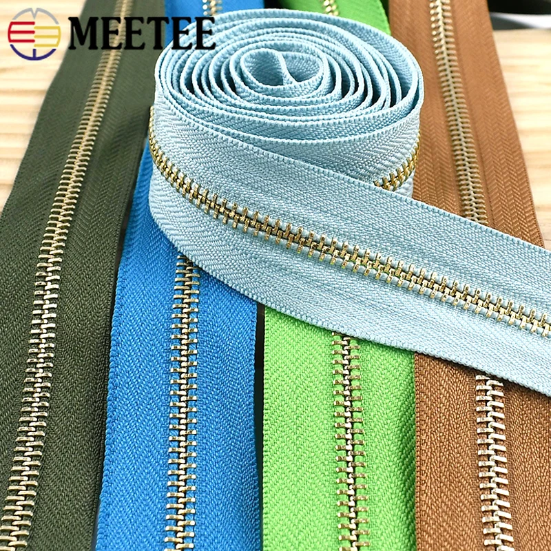 

1/2/5Yards 5# Metal Zipper Tape Open-End Zip for Garment Bag Closure Zips Coat Decor Zippers Repair Kit DIY Sewing Accessories