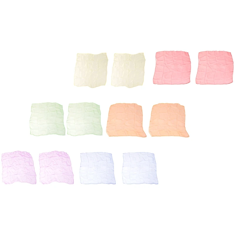 N37R_12Pcs أوشحة رقص حريرية مربعة الشكل 24 × 24 بوصة 6 ألوان #3