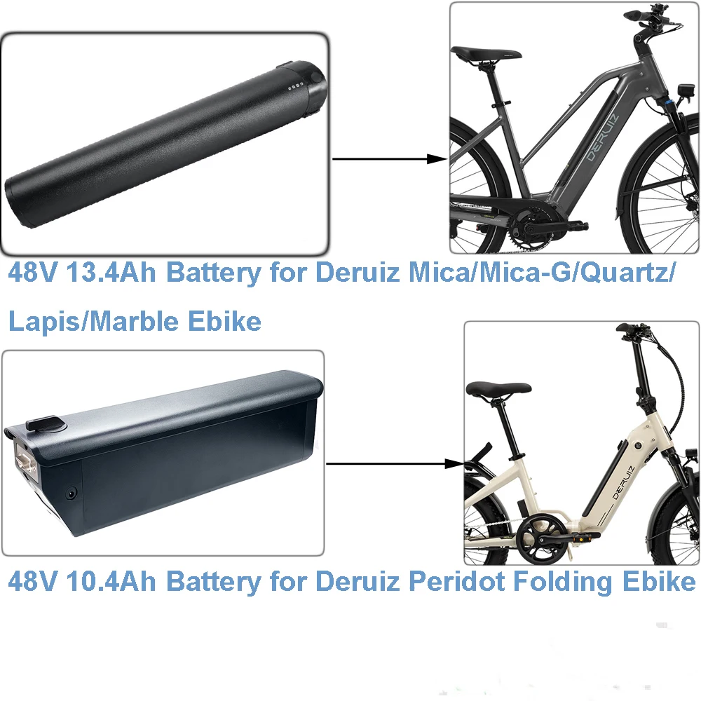 

Electric Bike Lithium-ion Battery 48V 10.4Ah 500Wh 13.4A 644Wh for Deruiz Peridot Mica Mica-G Quartz Lapis Marble E-Bike