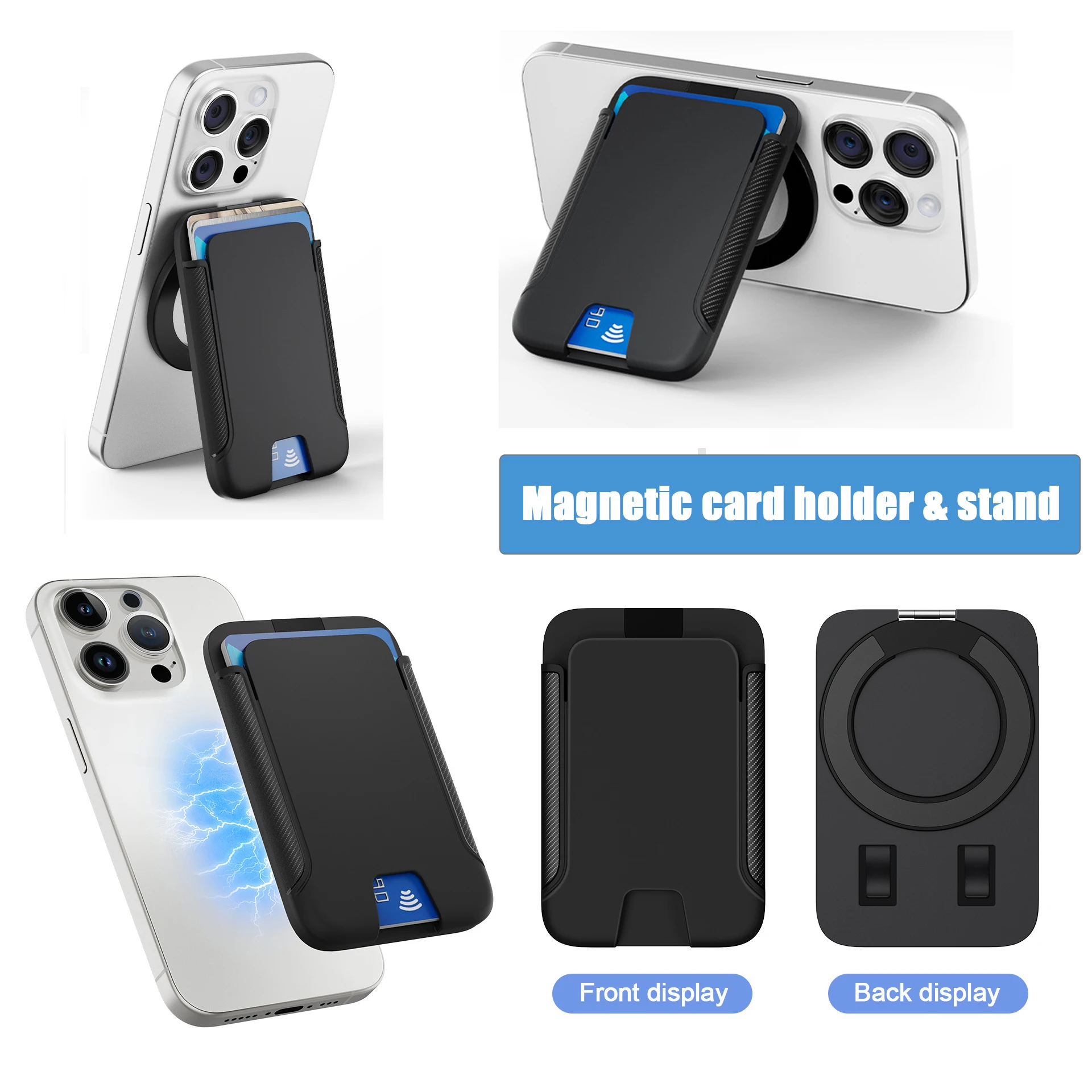 

Магнитный кошелек-держатель для телефона MagSafe, магнитная ручка для сотового телефона, подставка, держатель для карт, кронштейн для iPhone 16/15/14/13/12