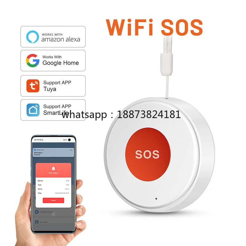 Smart Wi Fi Mini Sos Emergency Button Type C Home Security System Wireless Emergency Call Personal Alarm fast shipping