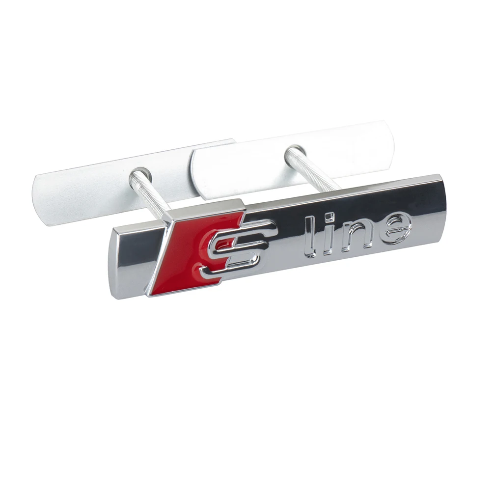 1 Stück SLINE Emblem Auto Frontgrill Abzeichen Karosserie Kofferraum Aufkleber Dekoration Ventilkappe für Audi A4 B8 A3 8P Q3 8U F3 8V A6 8R 4L Q2 RS