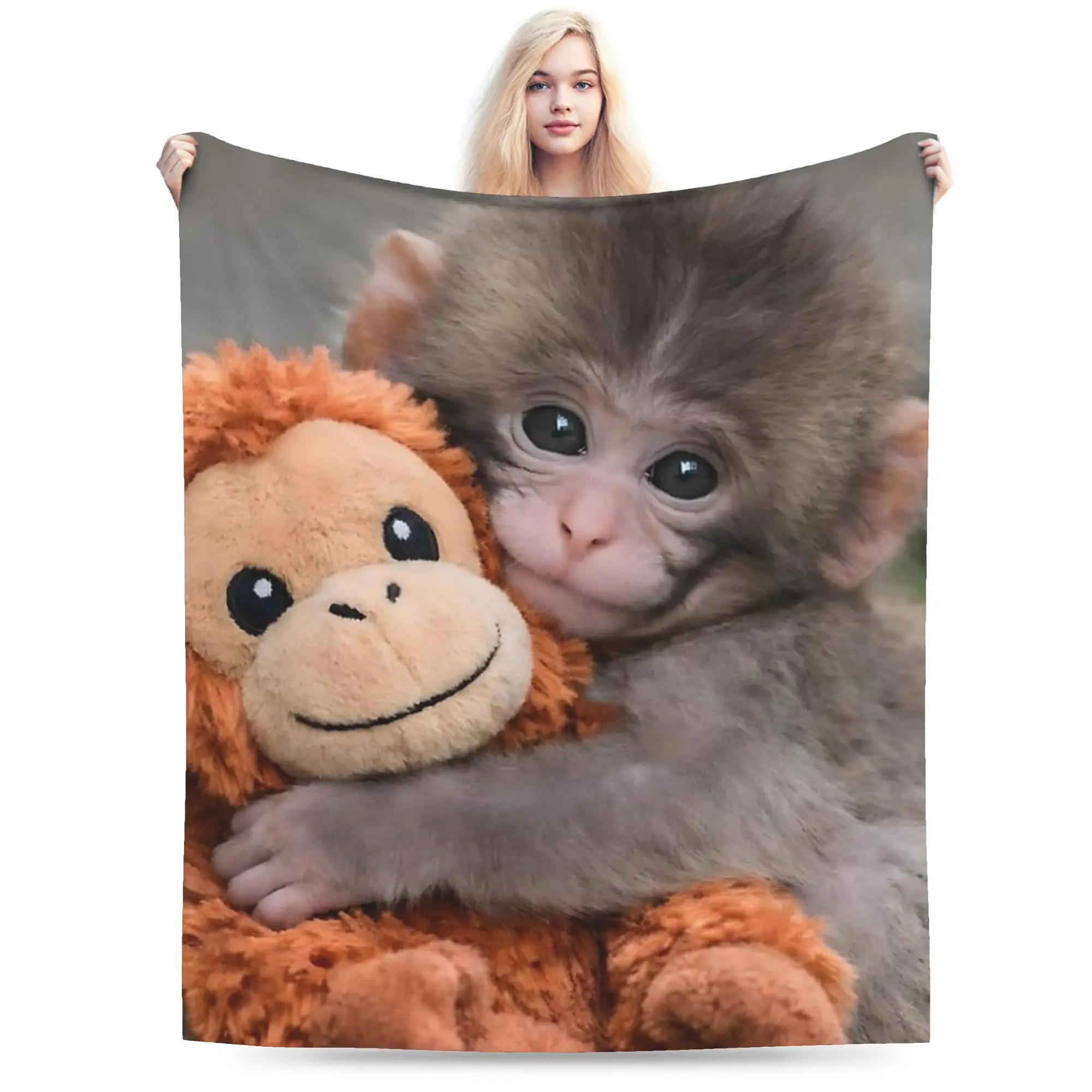 Baby Monkey Punch Monkey And His Toy Friend Blanket Flannel Spring/Autumn Soft Throw Blankets for Sofa Travel Bedspreads