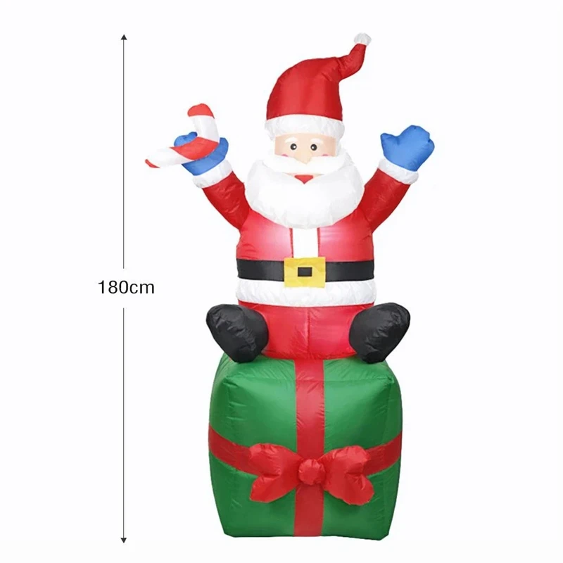 1,8 M inflable Papá Noel sentado regalo luz LED juguete inflable patio al aire libre decoración de fiesta de Navidad y Año Nuevo