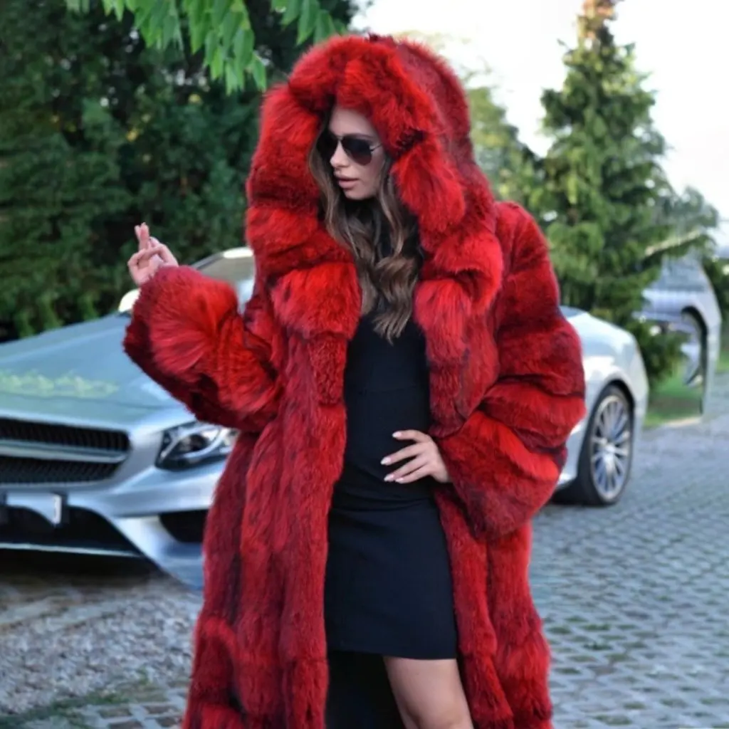 

Women's Long Imitation Fox Fur Coat Mink Coat European And American Style Fashionable Outerwear for Ladies