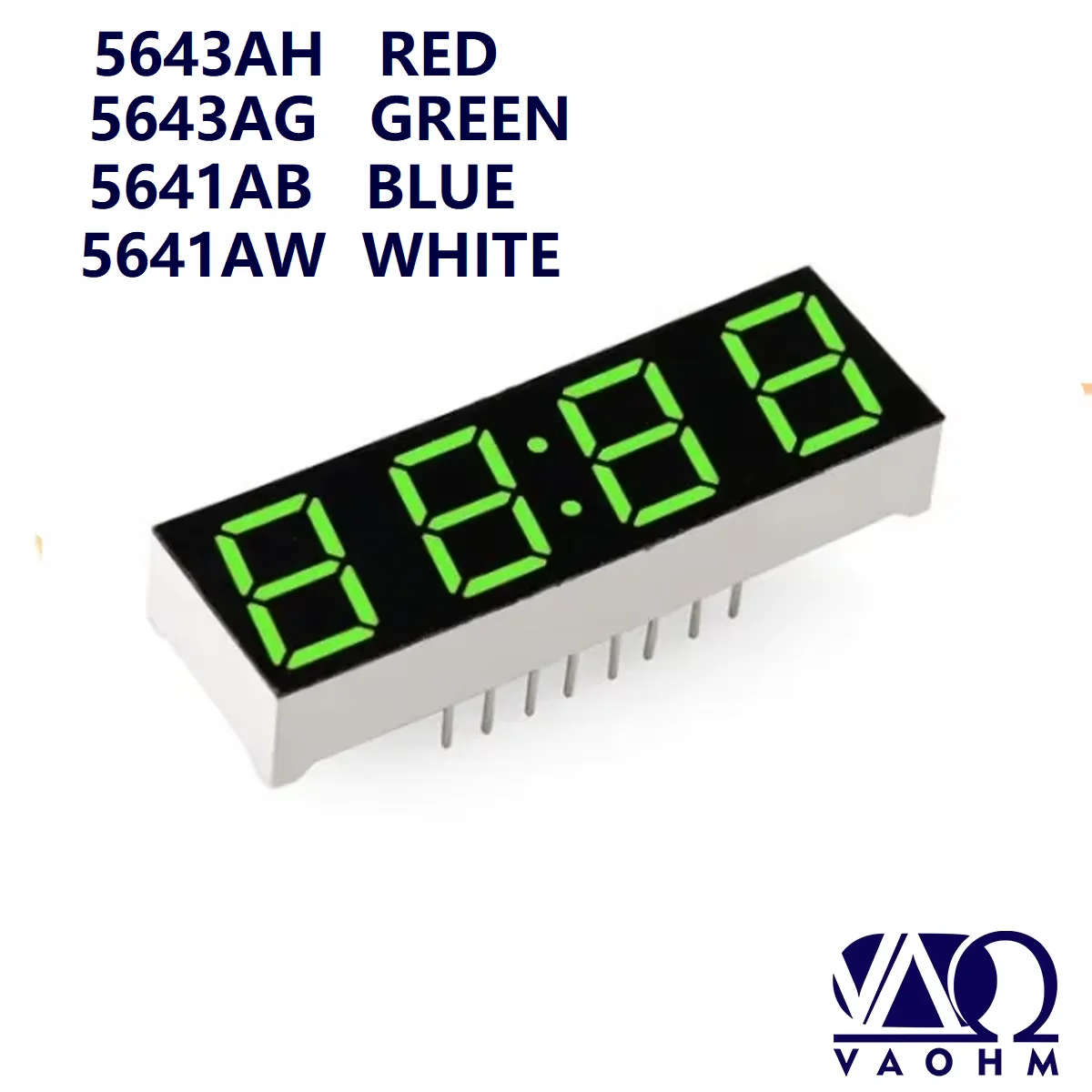10PCS 5643AH 5643AB 5643AG 5643AW 0.56 Inch Common Cathode Clock 4 Digit Seven Segment Led Display Tube Red Blue Green White