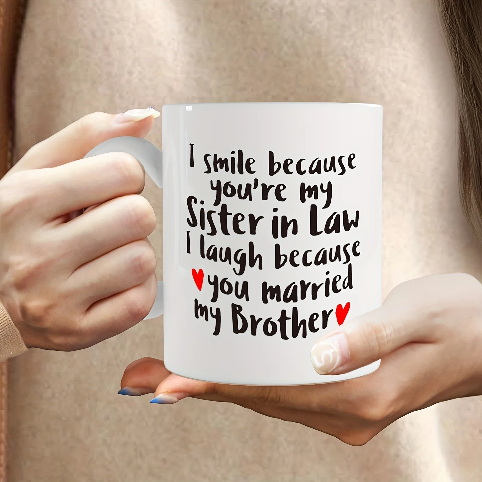 1pc 11oz Funny Ceramic Coffee Cup Sister in Law Mug Drinkware Gift for Sister Summer Winter Water Cup Afternoon Tea Mug