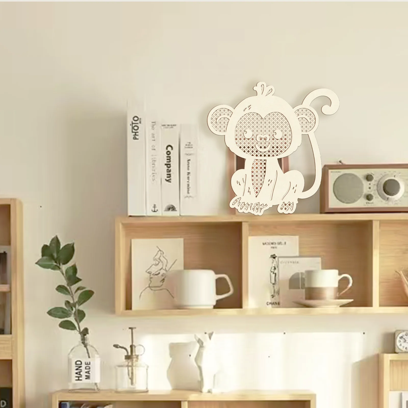 

DIY "Success in Exams" Monkey Wooden Wall Decor - 30.8x30.3cm Unpainted Laser-Cut Craft Kit, Customizable Home Study Room Art