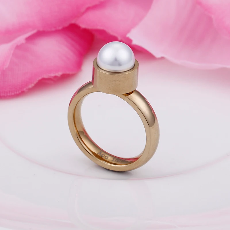 Trendy Stainless Steel Knuckle Rings For Women Men Gold Silver Color Shell Imitation Pearl Beads Rings Wedding Party Jewelry