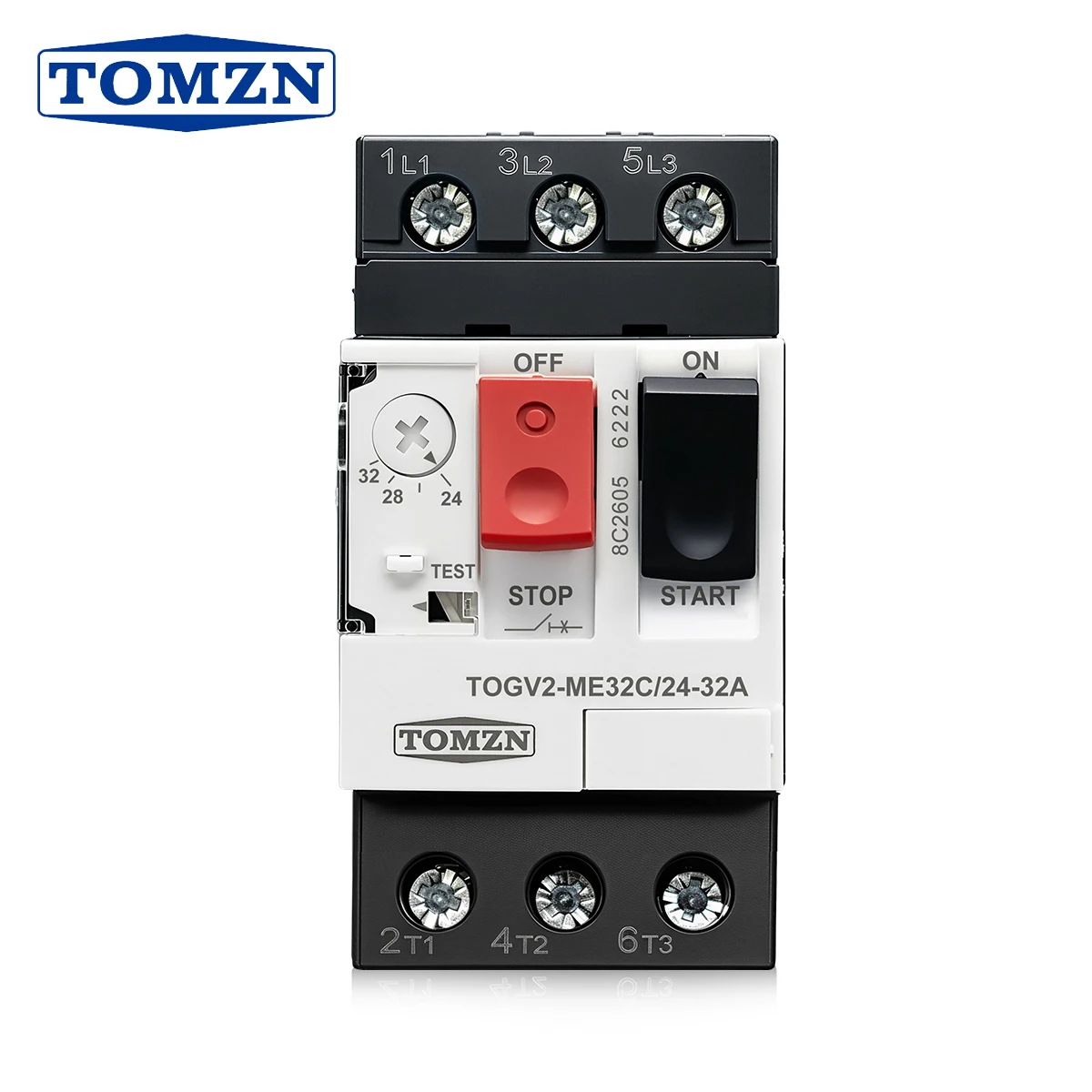 TOMZN Motor Starter Protector 3P Thermal Magnetic Motor Circuit Breaker MPCB Manual Motor Protector Short Circuit Protection